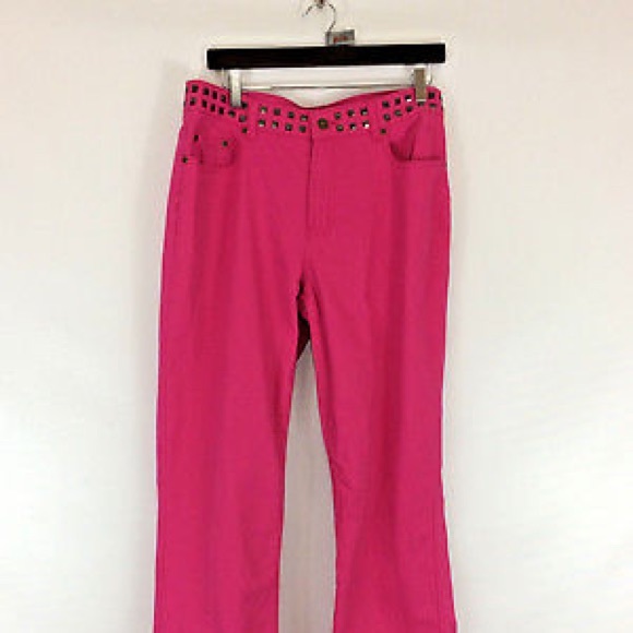 5 pocket Pink stretch Jeans SZ 12 Studs NEW - Picture 2 of 7